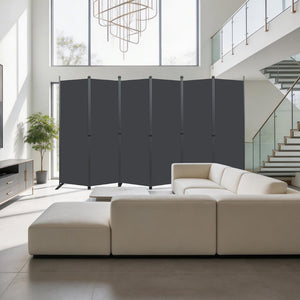 English Elm Room Divider Six Panel Freestanding Polyester Privacy Screen for Modern Interiors W419P442185