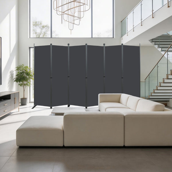 English Elm Room Divider Six Panel Freestanding Polyester Privacy Screen for Modern Interiors W419P442185