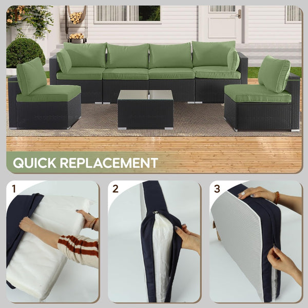 English Elm Cushion Covers 14 Piece Set for Outdoor Wicker Sectional Uv Resistant Polyester W419P460549