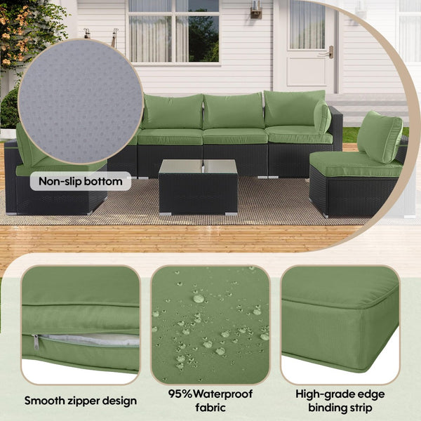 English Elm Cushion Covers 14 Piece Set for Outdoor Wicker Sectional Uv Resistant Polyester W419P460549