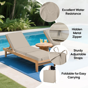 English Elm Outdoor Chaise Lounge Cushions Tri Fold Memory Foam Patio Set Water Resistant Khaki W419P460568