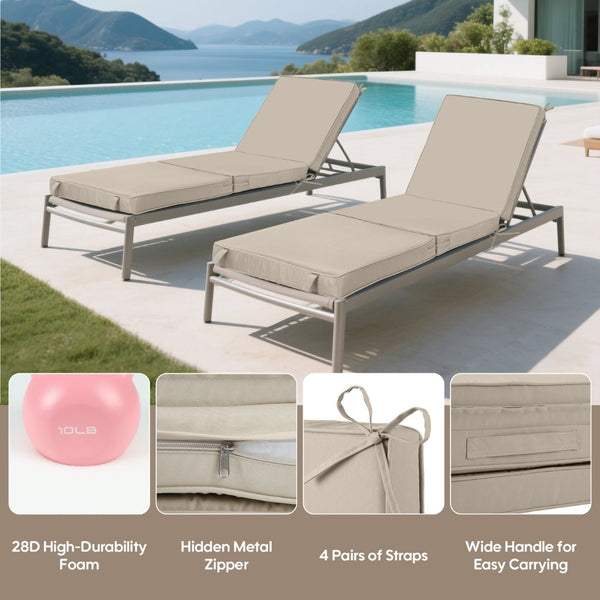 English Elm Outdoor Chaise Lounge Cushions Tri Fold Memory Foam Patio Set Water Resistant Khaki W419P460568