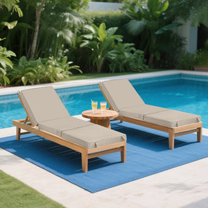 English Elm Outdoor Chaise Lounge Cushions Tri Fold Memory Foam Patio Set Water Resistant Khaki W419P460568