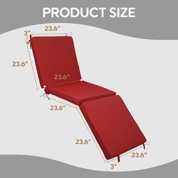 English Elm Outdoor Chaise Lounge Cushions Tri Fold Memory Foam Patio Set Water Resistant Deep Burgundy W419P461618