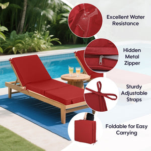 English Elm Outdoor Chaise Lounge Cushions Tri Fold Memory Foam Patio Set Water Resistant Deep Burgundy W419P461618