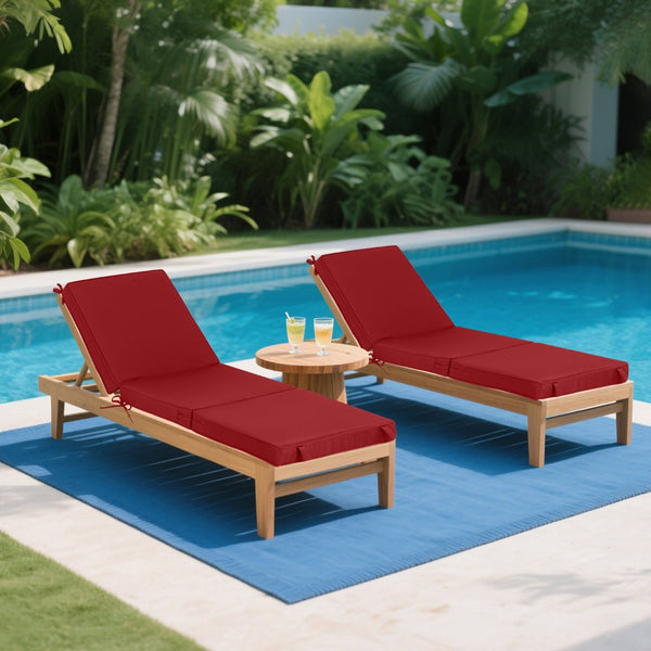 English Elm Outdoor Chaise Lounge Cushions Tri Fold Memory Foam Patio Set Water Resistant Deep Burgundy W419P461618