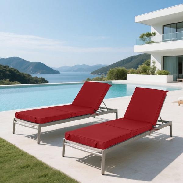 English Elm Outdoor Chaise Lounge Cushions Tri Fold Memory Foam Patio Set Water Resistant Deep Burgundy W419P461618