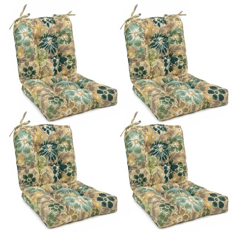 English Elm Outdoor Tufted Floral Patio Seat Cushions Set of 8 with Ties Waterproof Garden Pad W419P604394