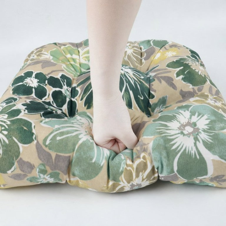 English Elm Outdoor Tufted Floral Patio Seat Cushions Set of 8 with Ties Waterproof Garden Pad W419P604394