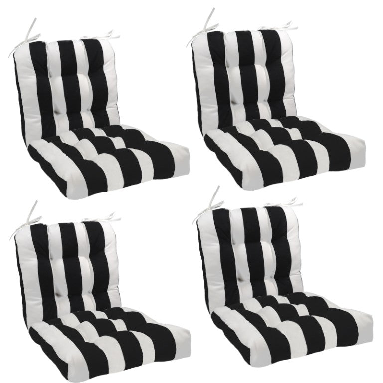 English Elm Outdoor Stripe Tufted Patio Cushions Set of 8 Water Resistant Dining Chair Pads W419P604400