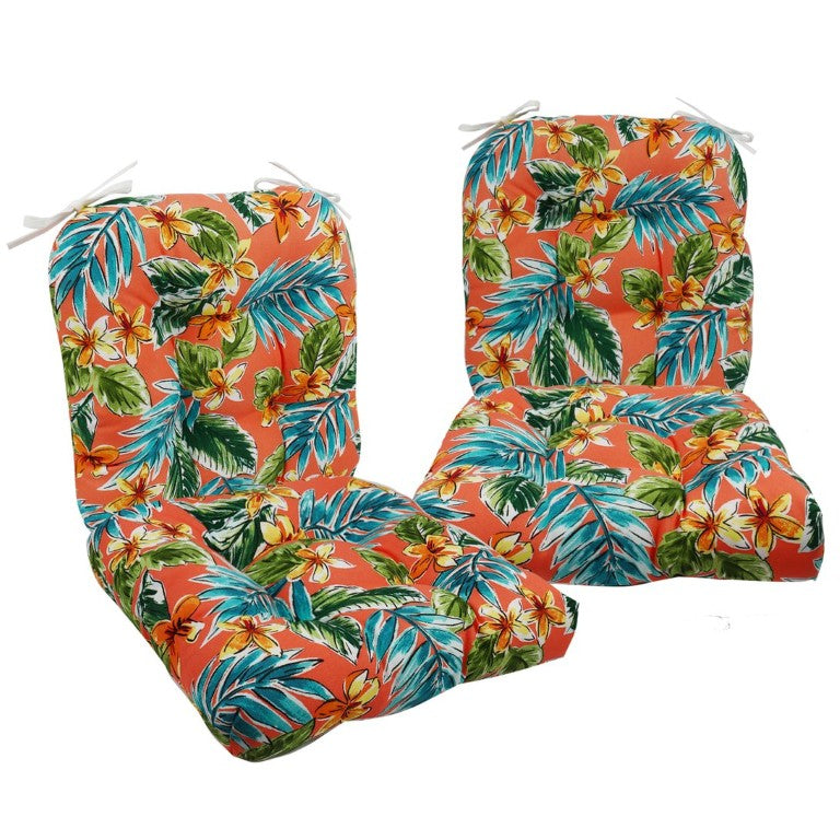 English Elm Outdoor Tufted Seat Cushions Set of 4 Waterproof Coral Stripe Patio Dining Pads W419P604404
