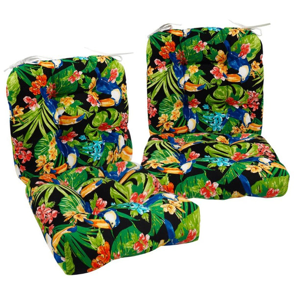 English Elm Outdoor Tufted Seat Cushions Set of 4 Waterproof Patio Dining Pad with Secure Ties W419P604406