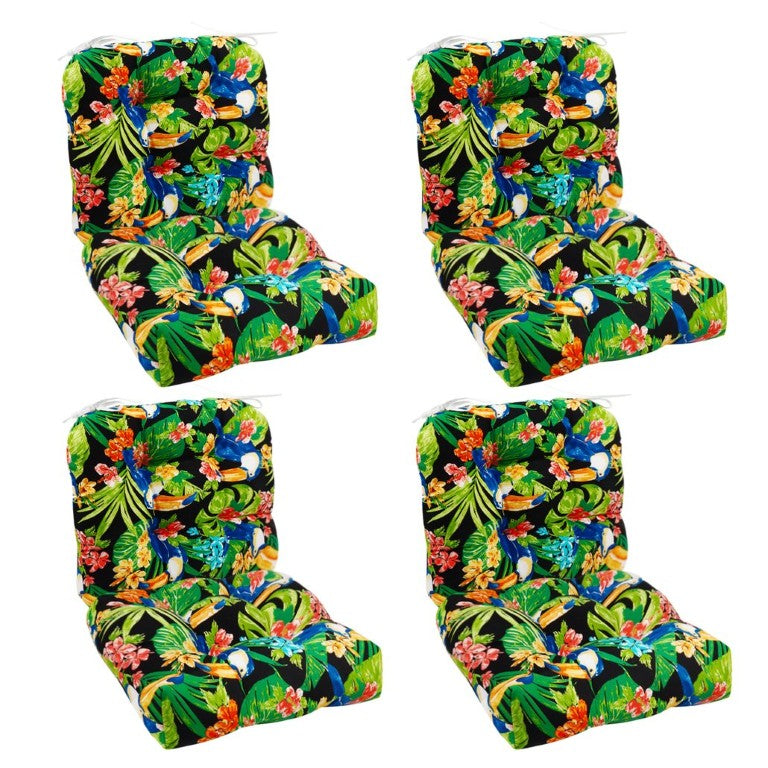 English Elm Outdoor Tufted Seat Cushions Set of 8 Waterproof Polyester Patio Dining Pads Green Stripe W419P604407