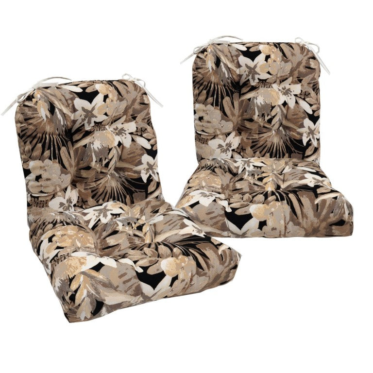 English Elm Outdoor Tufted Seat Cushions Set of 4 Waterproof Striped Patio Pads with Ties W419P604408