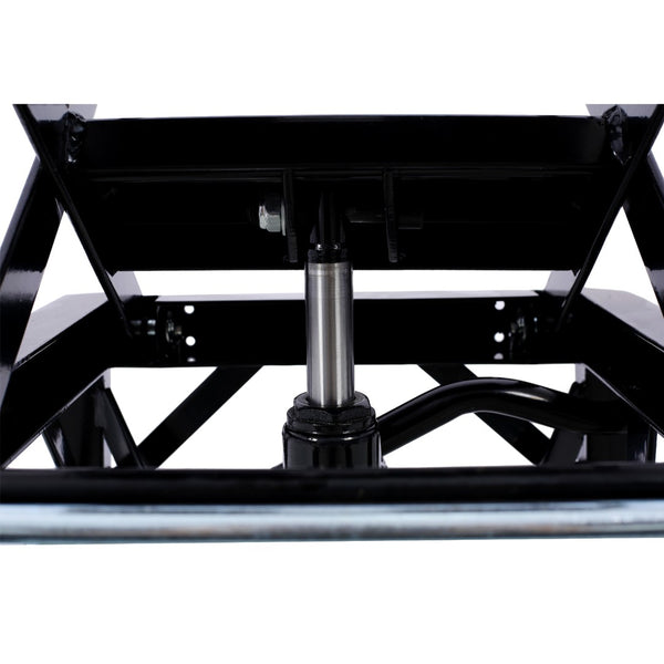 English Elm 300 Lb Hydraulic Scissor Jack Stand for Dirt Bikes with Foot Lever and Locking Wheels W465101850