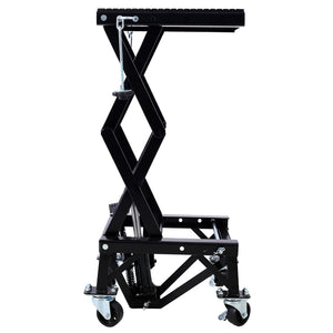 English Elm 300 Lb Hydraulic Scissor Jack Stand for Dirt Bikes with Foot Lever and Locking Wheels W465101850