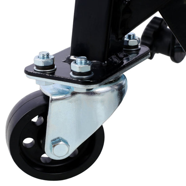 English Elm 300 Lb Hydraulic Scissor Jack Stand for Dirt Bikes with Foot Lever and Locking Wheels W465101850