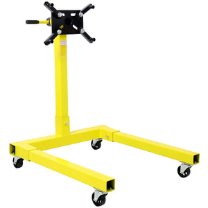 English Elm Engine Stand with 1250 Lb Steel Frame Rotating Head and Four Swivel Caster Wheels W465104931
