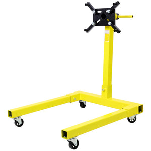 English Elm Engine Stand with 1250 Lb Steel Frame Rotating Head and Four Swivel Caster Wheels W465104931