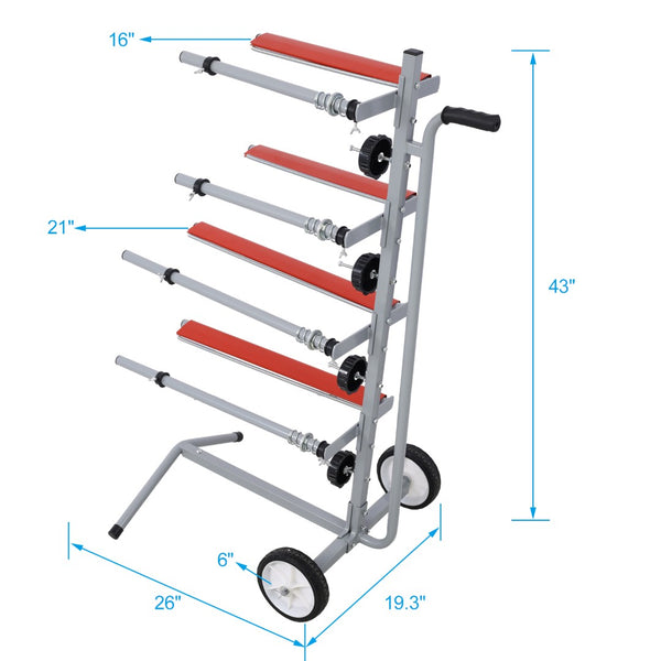 English Elm Global Steel Tree Masking Station with Four Roll Bars Wheeled Base for Auto Body Shops W465105150