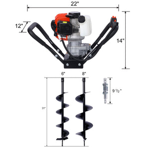 English Elm Post Hole Digger 43cc Gas Powered Auger with Alloy Steel Bits for Garden Farmland W465109914