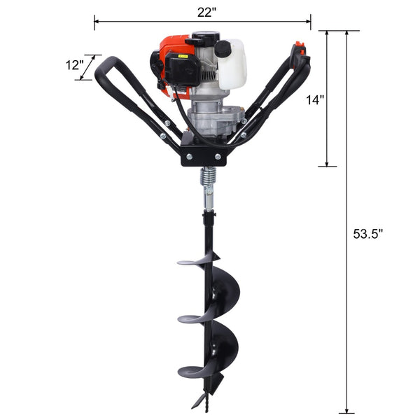 English Elm Post Hole Digger 43cc Gas Powered Auger with Alloy Steel Bits for Garden Farmland W465109914