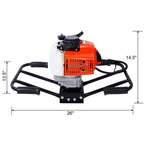 English Elm 2.7hp Two-person Gas Auger 63cc Engine Fence Post Hole Digger with Standard Bit Shaft W465109919