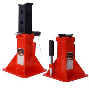 English Elm Heavy Duty 22 Ton Welded Steel Pin Lock Jack Stands for Trucks Suvs and Atvs 1 Pair Red W465110077