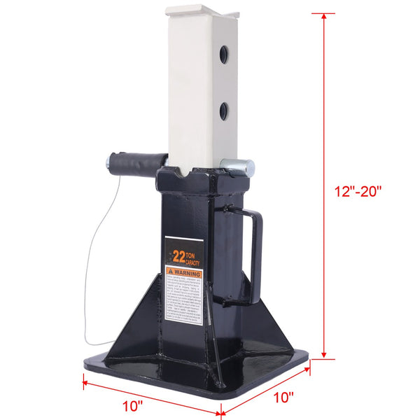 English Elm Heavy Duty 22 Ton Welded Steel Pin Lock Jack Stands for Trucks Suvs and Atvs 1 Pair Black W465110078