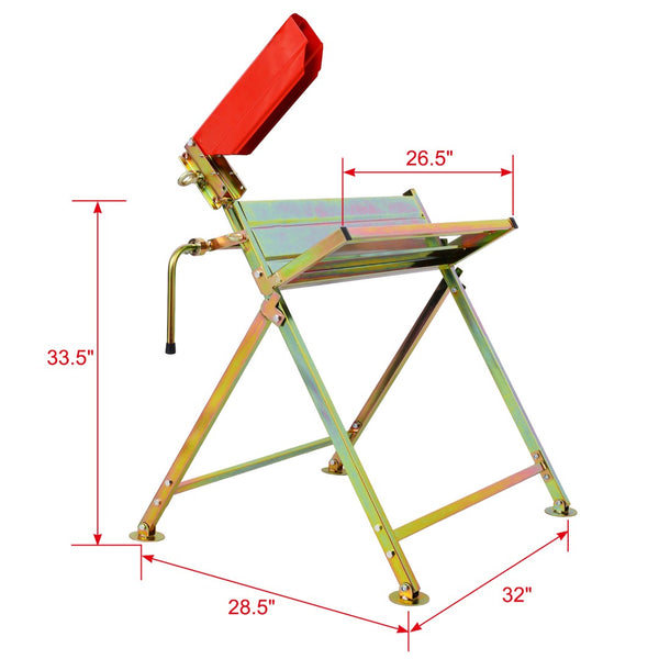 English Elm Saw Horse Galvanized Steel Folding Log Cutting Rig with Built-in Chainsaw Holder W465110079