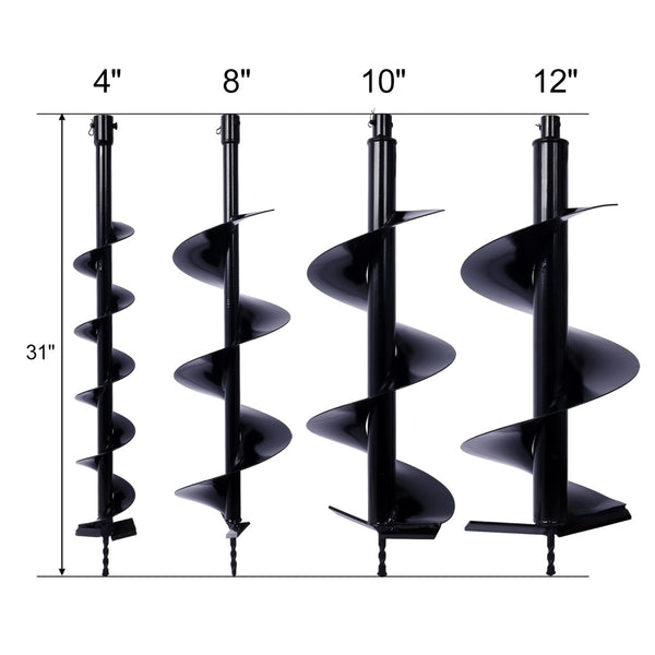 English Elm Auger Drill Bits Set Four Sizes Heavy Steel Spiral Flute Planting Fence Post Digging W465110104