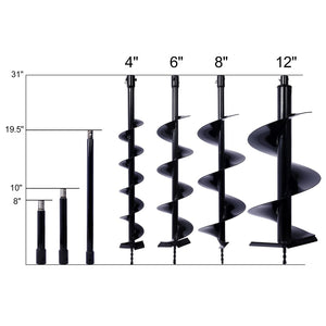 English Elm Auger Drill Bit Kit Four Sizes Heavy Wall Construction for Planting and Post Work W465110111