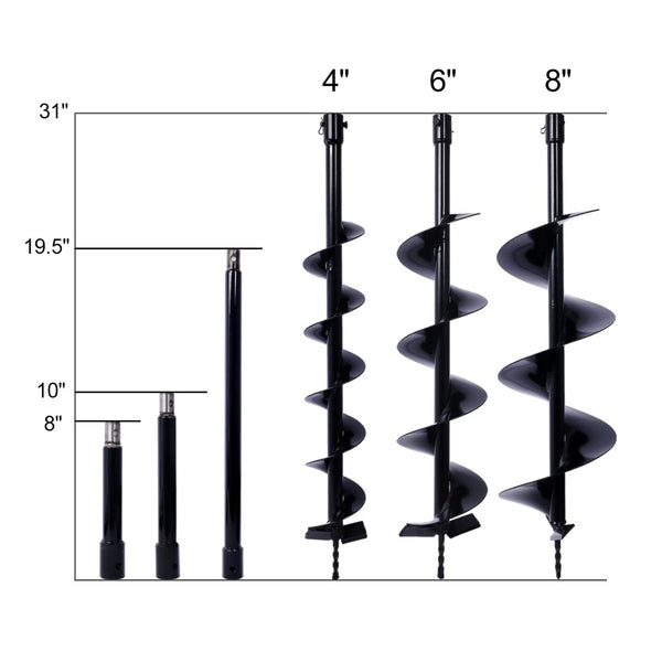 English Elm Auger Drill Bit Kit with Extension Rod for Planting Fence Posts and Bulb Bedding W465110112