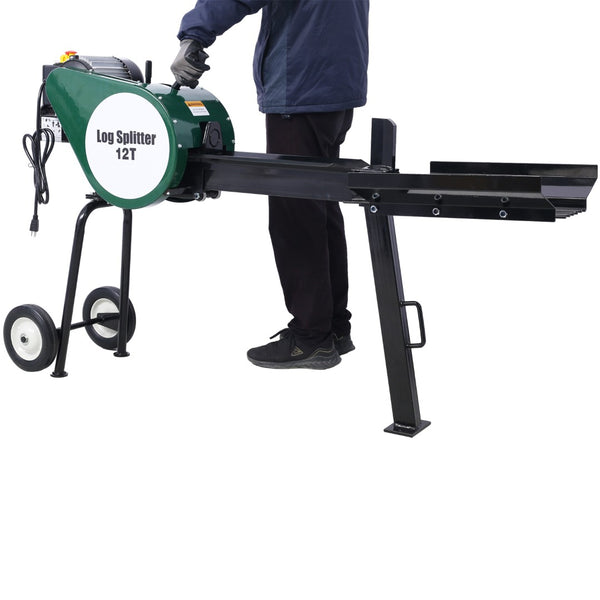 English Elm Double Flywheel Electric Log Splitter 12 Ton Kinetic Power Portable Firewood Processor W465119828