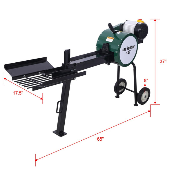 English Elm Double Flywheel Electric Log Splitter 12 Ton Kinetic Power Portable Firewood Processor W465119828