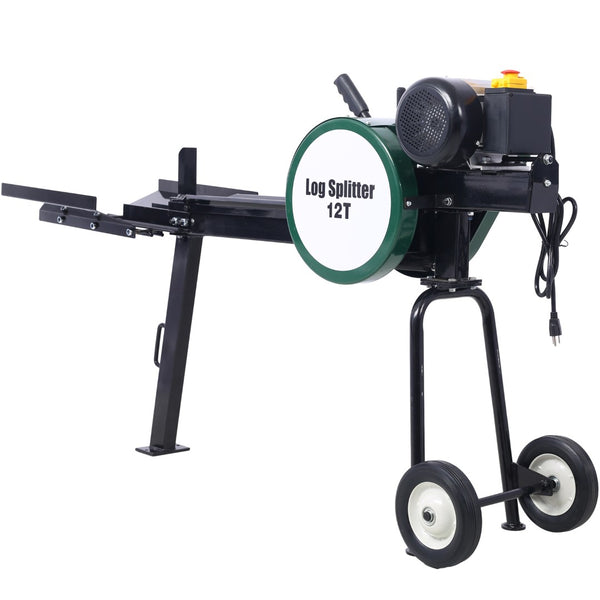 English Elm Double Flywheel Electric Log Splitter 12 Ton Kinetic Power Portable Firewood Processor W465119828