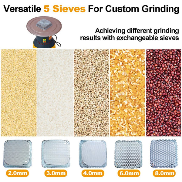 English Elm 25l Electric Grain Mill Heavy Duty Farm Grinder with 5 Sieves for Corn Wheat Feed W465121093
