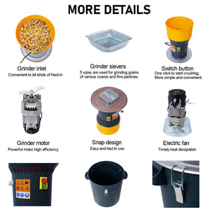 English Elm 25l Electric Grain Mill Heavy Duty Farm Grinder with 5 Sieves for Corn Wheat Feed W465121093