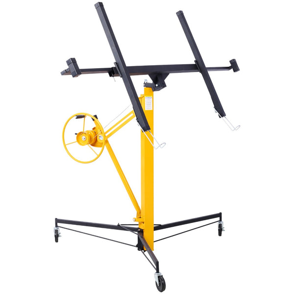 English Elm Drywall Panel Hoist Lift with Telescoping Mast Winch Brake and Tilting Cradle Black W465121420