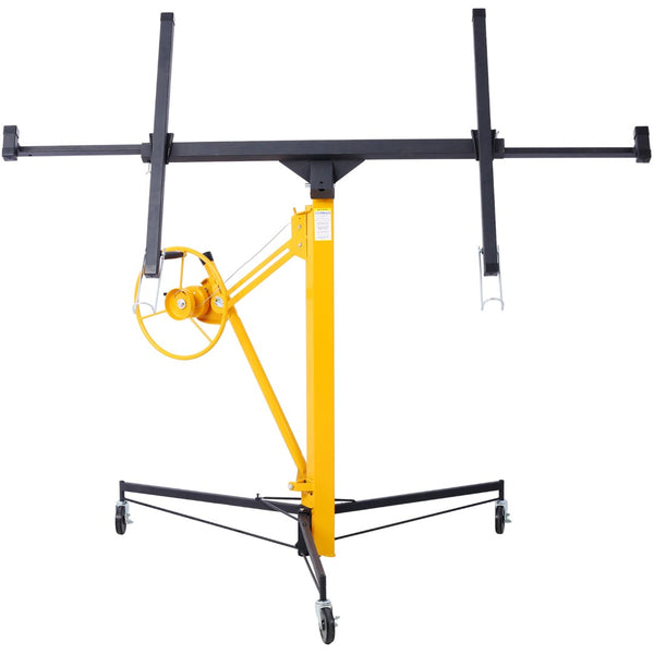 English Elm Drywall Panel Hoist Lift with Telescoping Mast Winch Brake and Tilting Cradle Black W465121420
