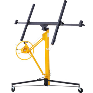 English Elm Drywall Panel Hoist Lift with Telescoping Mast Winch Brake and Tilting Cradle Black W465121420