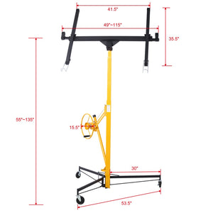 English Elm Drywall Panel Hoist Lift with Telescoping Mast Winch Brake and Tilting Cradle Black W465121420