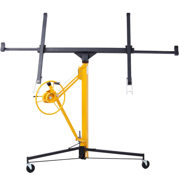 English Elm Drywall Panel Hoist Lift with Telescoping Mast Winch Brake and Tilting Cradle Black W465121420