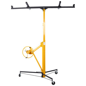 English Elm Drywall Panel Hoist Lift with Telescoping Mast Winch Brake and Tilting Cradle Black W465121420