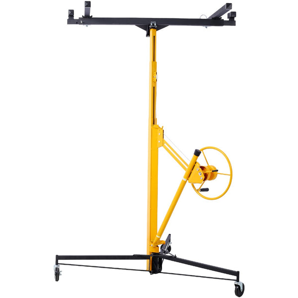 English Elm Drywall Panel Hoist Lift with Telescoping Mast Winch Brake and Tilting Cradle Black W465121420