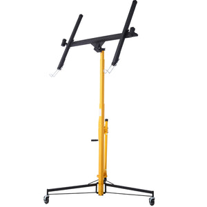 English Elm Drywall Panel Hoist Lift with Telescoping Mast Winch Brake and Tilting Cradle Black W465121420