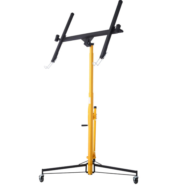 English Elm Drywall Panel Hoist Lift with Telescoping Mast Winch Brake and Tilting Cradle Black W465121420