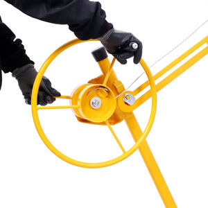 English Elm Drywall Panel Hoist Lift with Telescoping Mast Winch Brake and Tilting Cradle Black W465121420