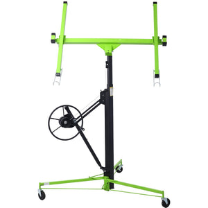 English Elm Drywall Panel Hoist Lift with Telescoping Mast Winch Brake and Tilting Cradle Green W465121421