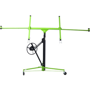 English Elm Drywall Panel Hoist Lift with Telescoping Mast Winch Brake and Tilting Cradle Green W465121421
